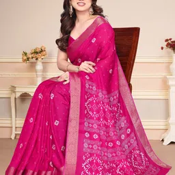 MAGNEITTA Bandhani Printed Saree With Blouse Piece image 3