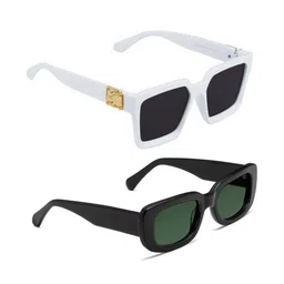 Arzonai Unisex Pack of 2 Black Lens & Black Rectangle Sunglasses with UV Protected Lens-picture-17