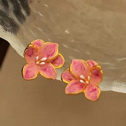 FIMBUL Gold-Plated Enamel Floral Studs image 5