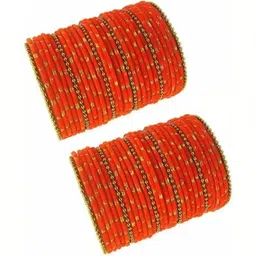 TRIOXY Orange Glass Artificial Stones & Beads Bangle image 1