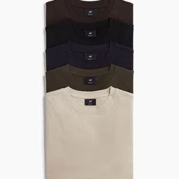 H&M 5 Pack Regular Fit Pure Cotton T-shirts image 1