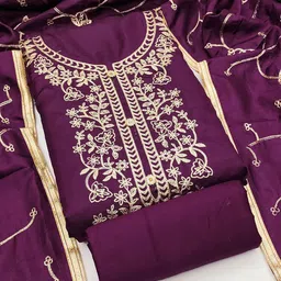 HERE&NOW Floral Embroidered Unstitched Dress Material-picture-25