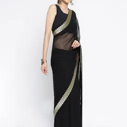 Ambuja International Zari Pure Georgette Saree image 2
