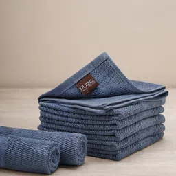 Pure Home and Living Blue 8 Pieces 550 GSM Cotton Face Towels image 2