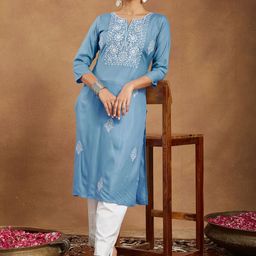 Janasya Women Floral Embroidered Daily Straight Kurta-picture-29