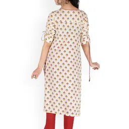 Neelokurti Women Geometric Printed Cold-Shoulder Sleeves Kurta image 4