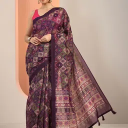 Libas Ethnic Motifs Printed Saree with Tassels Border-picture-34