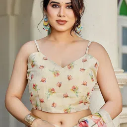 KALINI Floral Silk Blend Handloom Chanderi Saree image 4