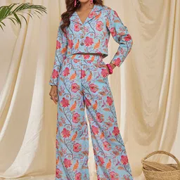 InWeave Floral Printed Pure Cotton Shirt With Palazzo-picture-21