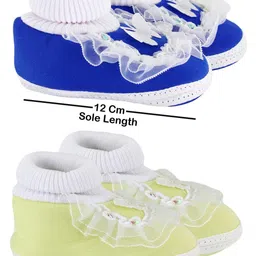 NESKA MODA 3 To 12 Months Baby Boys & Baby Girls Set of 2 Pair Soft Cotton Pre-Walker Frill Booties image 3
