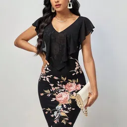 all about you Women Floral Print Ruffles Bodycon Dress-image-38