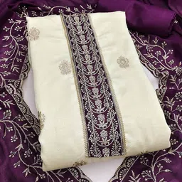 Peachmode Embroidered Unstitched Dress Material-image-88