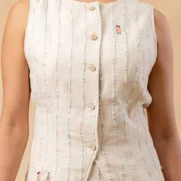 Doodlage Margret Striped Self Design Pure Cotton A-Line Maxi Skirt image 2