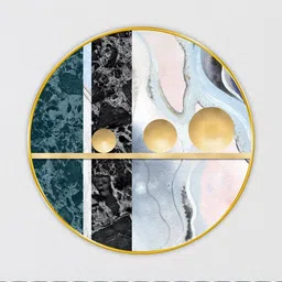 Livin'luxe Blue & Black MDF Abstract Large Round Living Room Wall Art-58 cm x 58 cm-picture-36