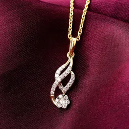 GIVA Women 14KT Yellow Gold Classic Flow Diamond Pendant-image-69