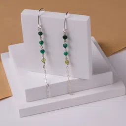 House of Aadyaa 92.5 Silver Geometric Drop Earrings-picture-10