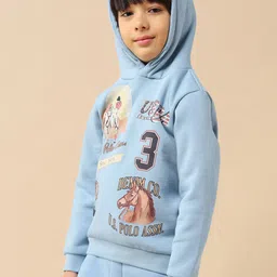 U.S. Polo Assn. Kids Boys Graphic Printed Hooded Long Sleeves Pullover Regular Sweatshirt image 2