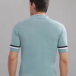 OUTLAWS Colourblocked Printed Self Design Polo Collar Pure Cotton Regular Fit T-shirt image 4