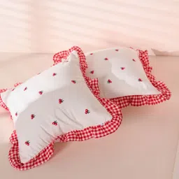SLEEPY THREADS Red 4 Pieces Embroidered Cotton Square Cushion Covers image 2