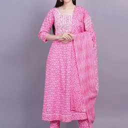 OH MI DIOS Women Floral Printed Regular Pure Cotton Kurta with Trousers & With Dupatta-picture-16
