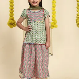 Cutiekins Girls Printed Ready to Wear Lehenga & Blouse With Dupatta-picture-56