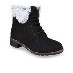 TRYME Women Casual Faux Fur Trim Block-Heeled Winter Boots image 2