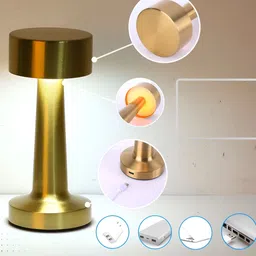 Kreative Arts Gold-Toned Iron Contemporary Cylindrical Shaped Table Lamp with Adjustable Cord image 5