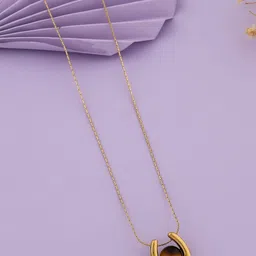 QUERALT Stainless Steel Brass-Plated Artificial Stones Studded Statement Necklace-picture-23