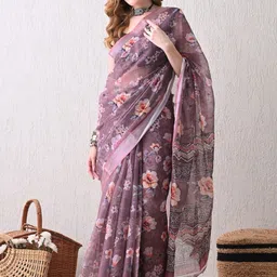 Moda Rapido Women Floral Printed Saree with Unstitched Blouse Piece-picture-14