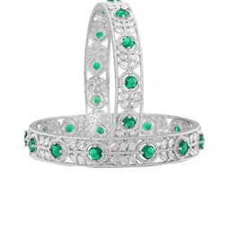 Estele Set Of 2 Silver-Plated Crystals Studded Bangles image 2