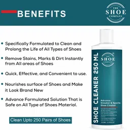 THE SHOE COMPANY Shoe & Sneaker Cleaner 250 Ml & Polish 200 Ml | Cloth | Brush | Shine Sponge Cleaner image 2