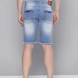 the indian garage co. Solid Men Blue Denim Shorts image 3