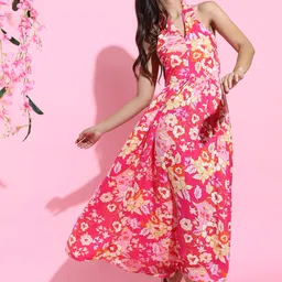 tokyo talkies Women Maxi Pink Full Length Dress image 5