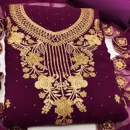 KALINI Ethnic Motifs Embroidered Zari Unstitched Dress Material image 4