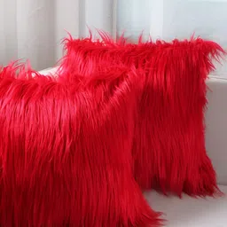 MONKDECOR Red Quirky Textured Square Cushion Cover image 2