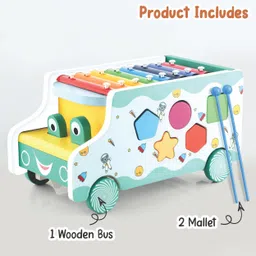 chanak Wooden Activity Bus 6-in-1 Montessori Toys Truck Multifunctional Musical Miles image 3