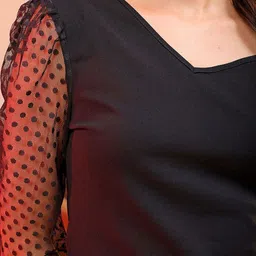 Freehand by The Indian Garage Co Black Shoulder Strapped V-Neck Top With Lace Inserts image 4