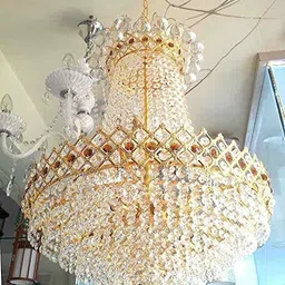 lk store Red Crystal Gold polish metal 480mm chandelier hanging ceiling pendant jhoomer Chandelier Ceiling Lamp-picture-10