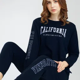 zeyo Women Top & Pyjama Set Blue Printed-picture-18