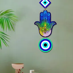 Home Delight Blue & Green Printed Wooden Wall Hangings image 4