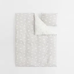 H&M Grey & White Patterned Cotton Single Duvet Cover Set image 3