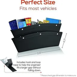 etonwalll PU Leather Front Seat Console Gap Pocket Catch Caddy Car Side Seat Catcher image 3