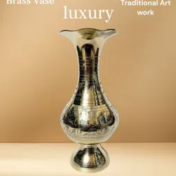 foxen collcetion Decorative Brass Vase with Traditional Handcrafted Design Home Decor Pack of 1 Brass Vase-picture-13