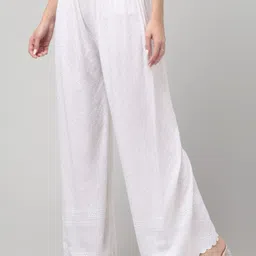 vizcon hub Women Loose Fit White Viscose Rayon Trousers image 3
