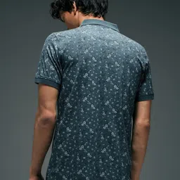 Flying Machine Floral Printed Polo Collar Cotton T-shirt image 4