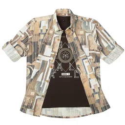 CAVIO Boys Spread Collar Abstract Printed Cotton Casual Shirts & T-Shirt-picture-18