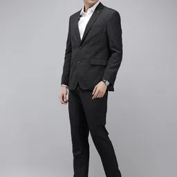 Theme Solid Slim Fit Single Breasted Formal 2 Piece Suits image 3