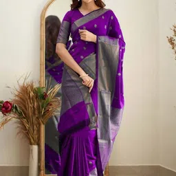 Vidula Fashion Woven Design Zari Banarasi Saree with Blouse Piece image 2