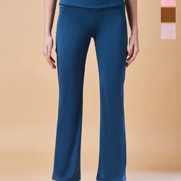 COLOR CAPITAL Pack Of 4 Solid Mid-Rise Flared Gym Tights-image-25