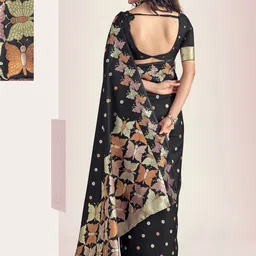 CANIZZARO Ethnic Motifs Zari Silk Blend Heavy Work Banarasi Saree image 4